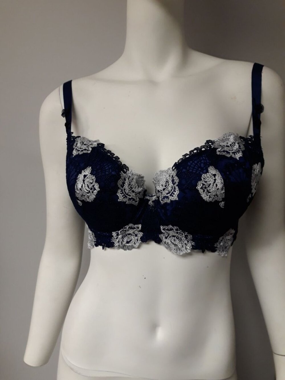 Bradelis Andrea Bra Blue and White Size 34 E NEW WITH TAGS!